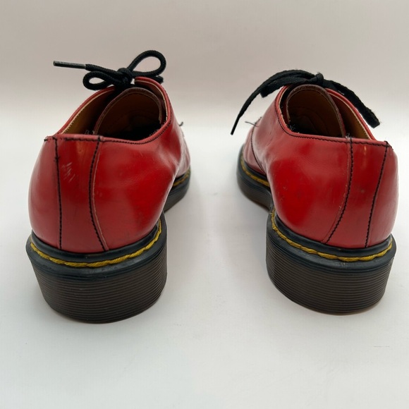 RARE Dr. Martens Vintage MADE IN ENGLISH Bright Red Leather Platform oxfords 5 - Picture 6 of 12